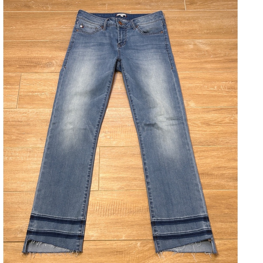 Dear John Straight Leg Jeans‎ Medium Wash Raw Shadow Hem Womens Size 27